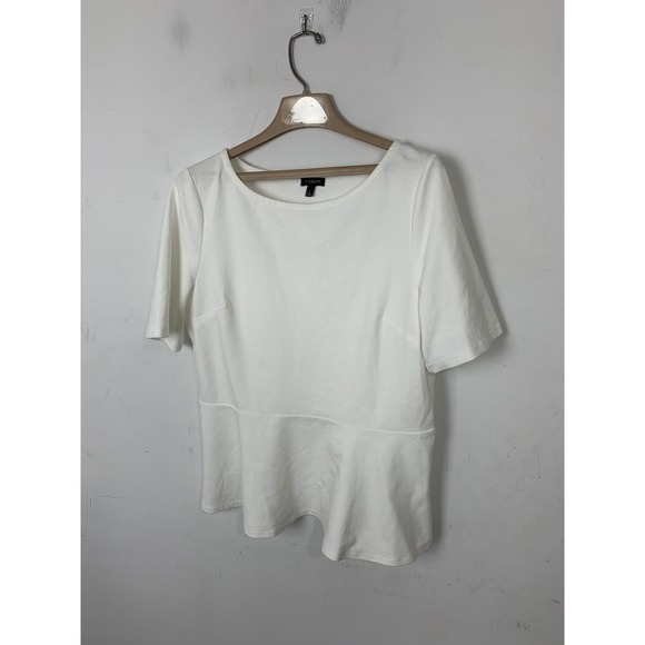 Talbots Womens Shirt Large White Base Layer Peplum Coastal Basic Capsule - Picture 2 of 7